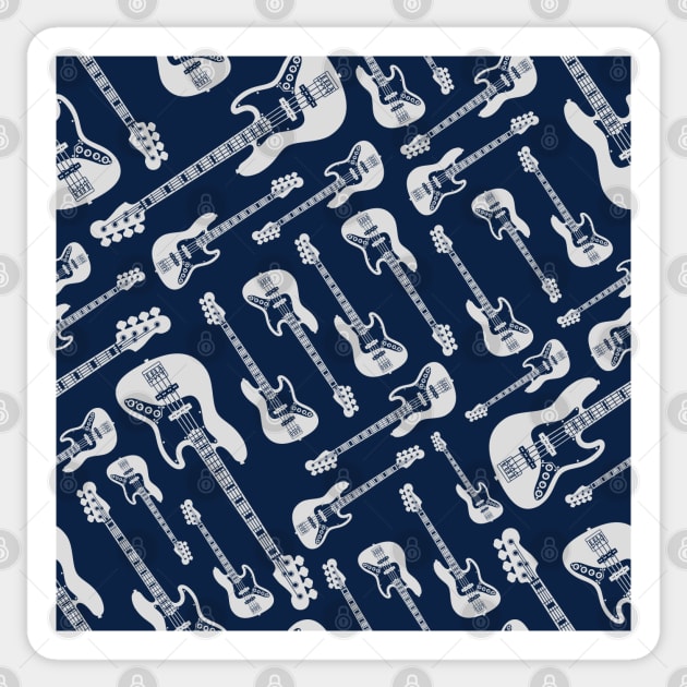 Bass Guitar Seamless Pattern Dark Theme Sticker by nightsworthy